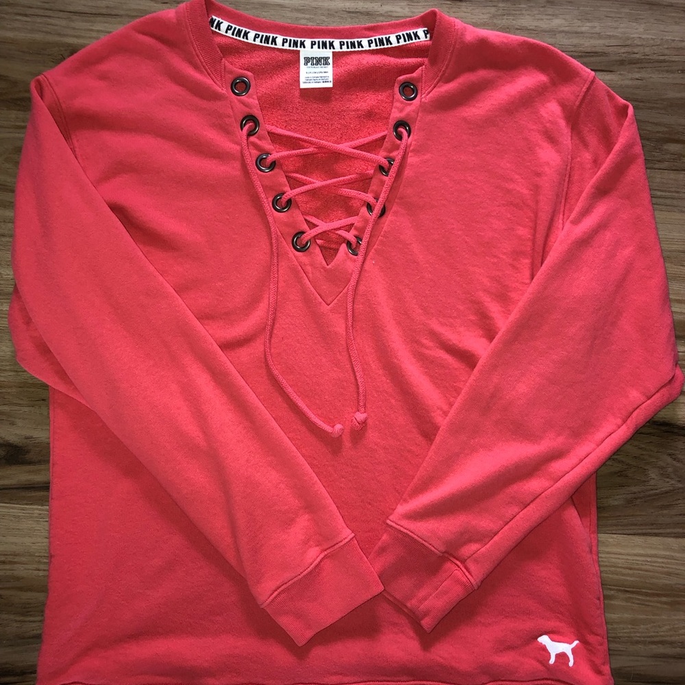 VS PINK lace up front sweatshirt